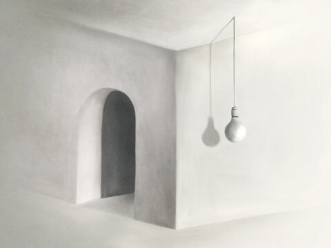 Fototapeta illustration of surreal room, optical illusion concept 