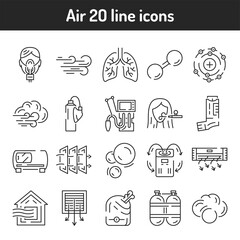 Air color line icons set. Pictograms for web page, mobile app, promo.
