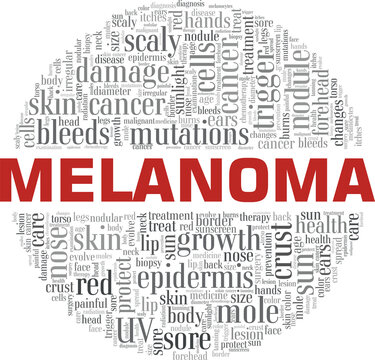 Melanoma vector illustration word cloud isolated on a white background.