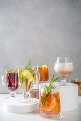 Various autumn winter alcohol cocktails