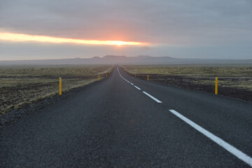 Road through dramatic landscape of Iceland