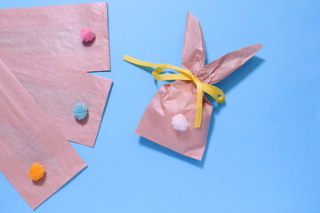 How to make package in form of Easter bunny. Children's art project. DIY concept. Step by step photo instruction. Step 6