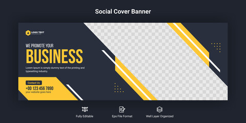 Business promotion and corporate facebook cover banner template - obrazy, fototapety, plakaty