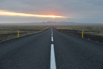 Road through dramatic landscape of Iceland