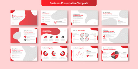 Creative business powerpoint presentation slides template design. Use for modern keynote presentation background, brochure design, website slider, landing page, annual report, company profile.