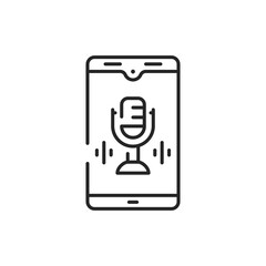 Speaker in smartphone color line icon. Podcasting. Editable stroke.