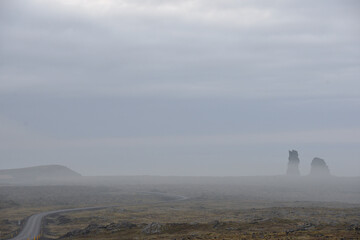 Road through dramatic landscape of Iceland