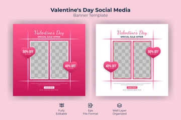 Valentine's Day Social Media Banner Template Design