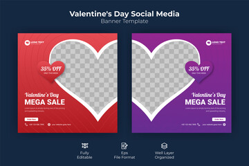 Valentine's Day Social Media Banner Template Design