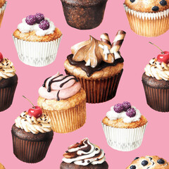 Sketch of muffins beautiful and delicious pastries Cake pattern 7