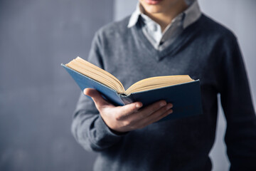 man reading book