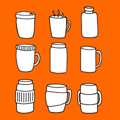 thermo cup, container for drinking in winter, we drink hot drinks in winter, thermo mug, thermo cup, thermo glass, thermo bottle, cup with a double bottom, illustration for instagram, illustration for