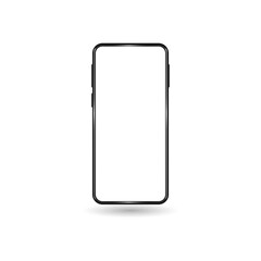 Realistic smartphone blank screen, phone mockup isolated on white background. Template for infographic or interface design ui presentation.