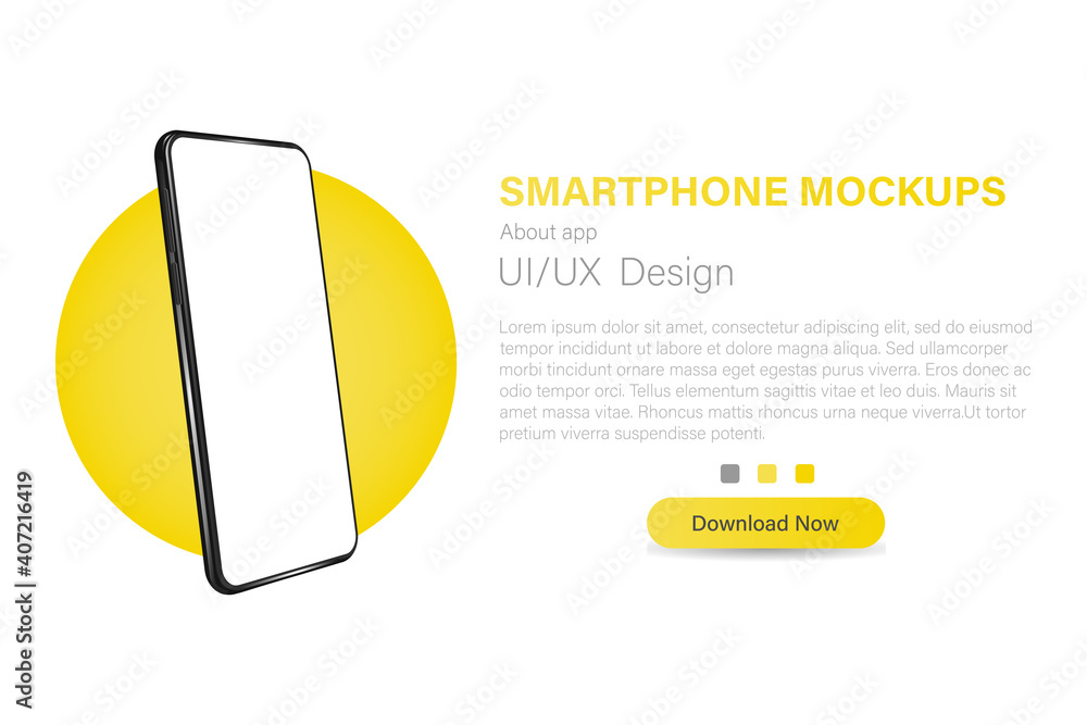 Poster smartphone with a blank screen in a rotated position. 3d isometric vector illustration of a cell pho