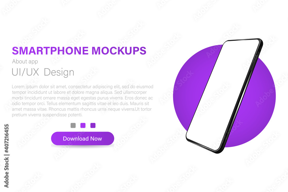 Poster smartphone with a blank screen in a rotated position. 3d isometric vector illustration of a cell pho