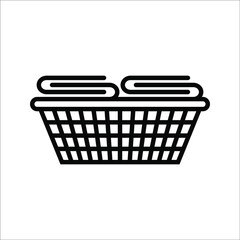 Clothes basket icon. Laundry household on white background. color editable