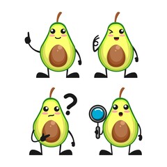 vector illustration of cute avocado fruit have idea theme bundle set. cute avocado fruit Concept White Isolated. Flat Cartoon Style Suitable for Landing Page, Banner, flyer, Sticker.
