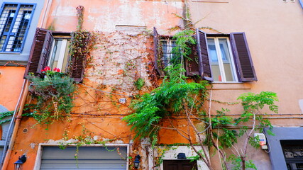 Fototapeta na wymiar Street in Trastevere district in Rome, Italy
