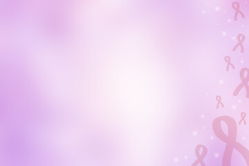 blur purple color background with group of ribbon illustration for world cancer day 4 February concept