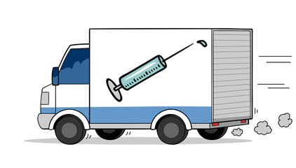 Transporter mit Covid-19 Impfstoff Lieferung