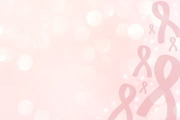 blur pastel pink color background with group of ribbon illustration for world cancer day 4 February concept