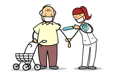 Senior bei Schutzimpfung gegen Covid-19 und Coronavirus