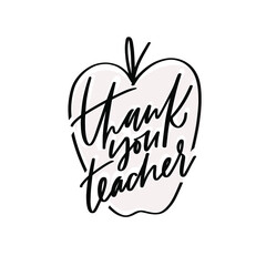 Teacher gratitude thank you words with apple frame for graduation gift.