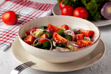 Fresh vegetables and herbs salad. Healthy diet