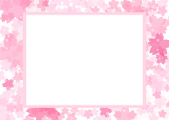 華やかな桜の四角フレーム02（白背景）