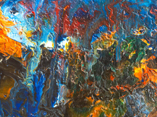 Naklejka na ściany i meble Beautiful abstract background. Pouring acrylic paint on canvas.
