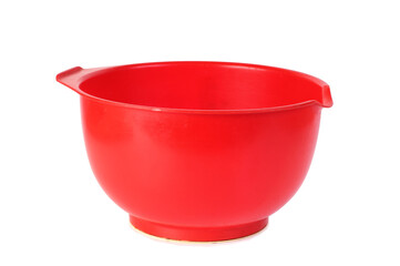 Red plastic pot. Isolated object on white background