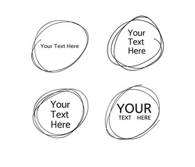 Hand drawn circle line sketch. Vector set circular scribble doodle round circles,  message note mark design element. Pencil, pen, graffiti bubble, ball draft illustration. - Vector