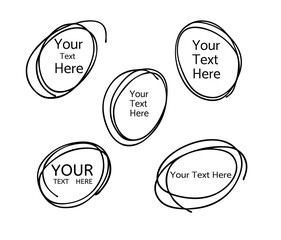 Hand drawn circle line sketch. Vector set circular scribble doodle round circles,  message note mark design element. Pencil, pen, graffiti bubble, ball draft illustration. - Vector