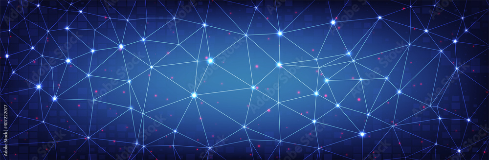 Poster blue abstract technology background. triangle net pattern. futuristic vector illustration