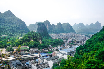 Fototapeta na wymiar Beautiful landscape of Yangshuo city in China