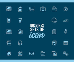 bundle of twenty four business techno set icons and lettering