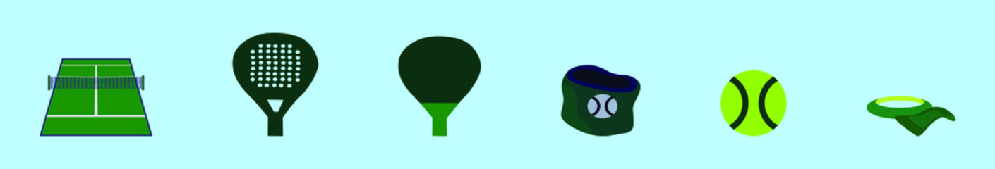 set of tennis cartoon icon design template with various models. vector illustration isolated on blue background