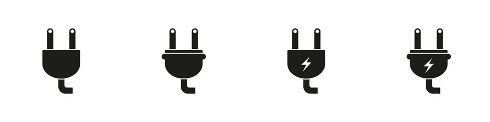 Conjunto de conectores de toma corriente, diseños diferentes. Concepto de electricidad y energía