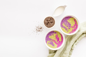 Acai detox smoothie bowles with chia seeds and berries