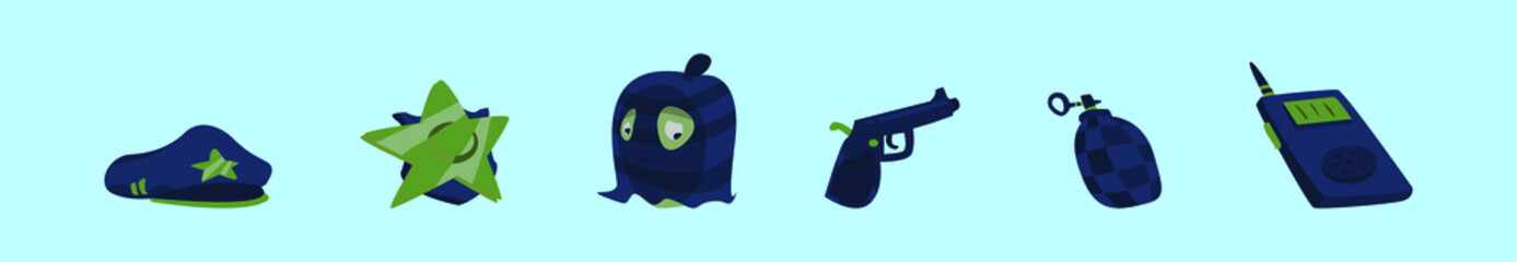 set of robber cartoon icon design template with various models. vector illustration isolated on blue background