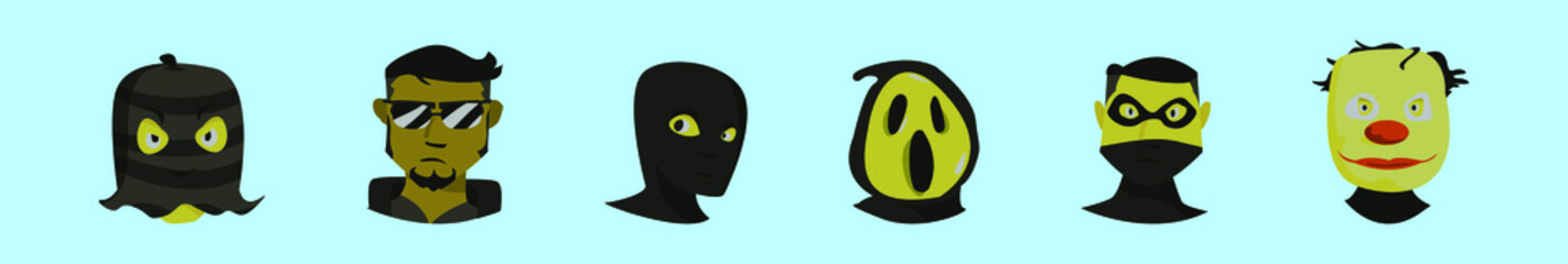 set of robber cartoon icon design template with various models. vector illustration isolated on blue background