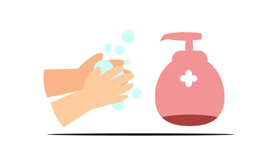 Washing hand for coronavirus prevention,COVID-19 prevention,Vector illustration.