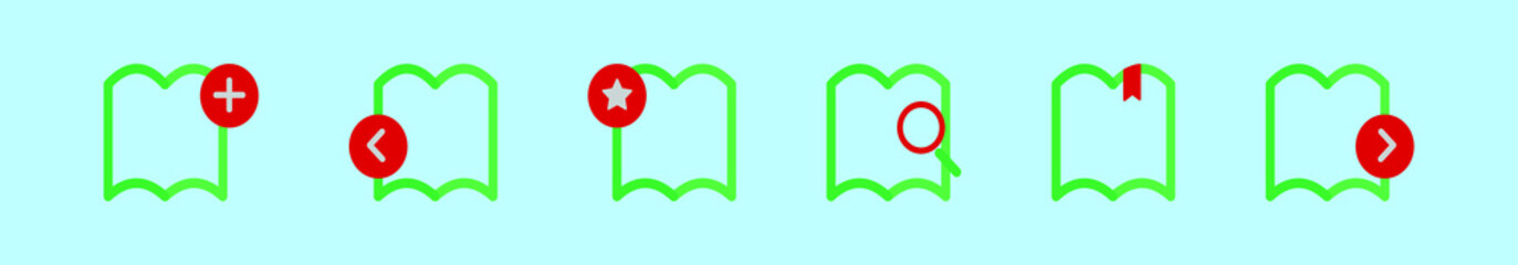 set of read more cartoon icon design template with various models. vector illustration isolated on blue background