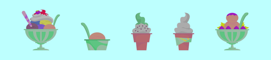 set of snow cone cup cartoon icon design template with various models. vector illustration isolated on blue background