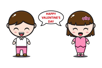 cute couple say happy valentine day