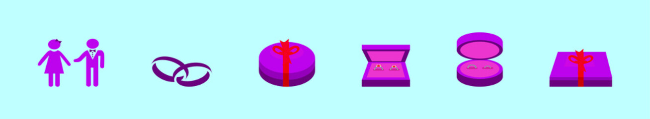 set of ring box cartoon icon design template with various models. vector illustration isolated on blue background