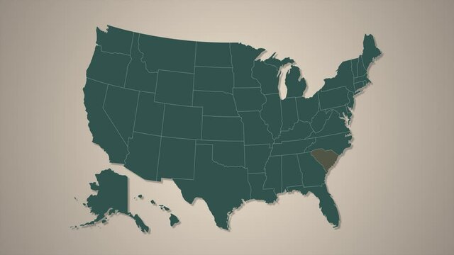 2D Animation of US Map with South Carolina Highlighted