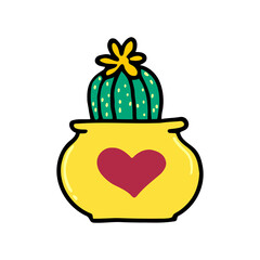 vector cactus flowers bloom in pots