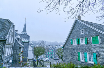 Historical centre of Solingen Graefrath in winter