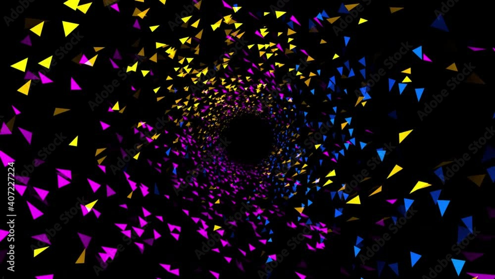 Poster tunnel background of multi colored triangles